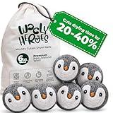 Wool Dryer Balls - No More Dryer Sheets - XL 6-Pack - Eco Dryer Balls - Dryer Balls Laundry Reusable - Softens Laundry Naturally - Reduces Drying Time & Static - with Storage Bag