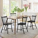 LUE BONA Dining Chairs Set of 4, Farmhouse Wooden Spindle Back Kitchen Chairs, Windsor Dining Chairs for Kitchen and Dining Room, Black