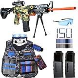 Vioofun Toy Gun for Nerf Guns Bullets Automatic Sniper Rifle -3 Modes Toy Foam Blasters with Tactical Vest, Bipod, 2 Clips and 150 Darts, Electric Toys for Adults Boys Age 8-12 Gifts for Birthday Xmas