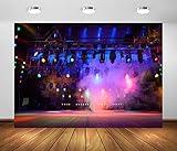 BELECO 7x5ft Fabric Music Concert Stage Backdrop for Photography Stage Spotlights Music Night Band Live Shows Rock Music Festivals Carnival Background Music Theme Party Decorations Photo Props