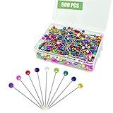 600PCS Sewing Pins Straight Pin for Fabric, Pearlized Ball Head Quilting Pins Long 1.5inch, Multicolor Corsage Stick Pins for Dressmaker, Jewelry DIY Decoration, Craft and Sewing Project