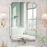 Jesantab White Medicine Cabinet Mirror for Bathroom, 20x30 Inch Recessed Medicine Cabinet or Surface Mount, Frameless Beveled Bathroom Mirror with Storage Modern Farmhouse