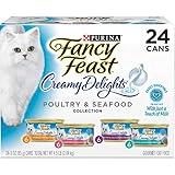 Purina Fancy Feast Wet Cat Food Variety Pack, Creamy Delights Poultry & Seafood Collection - (Pack of 24) 3 oz. Cans