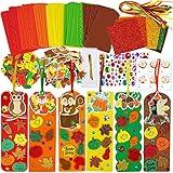 Winlyn 36 Sets Fall Craft Kits Kids Autumn Thanksgiving Fall Crafts DIY Fall Bookmarks Decorations Art Sets Pumpkin Maple leaf Harvest Foam Stickers Arts and Crafts for Kids Classroom Party Activities