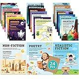 Decorably Genre Posters for Classroom - 24 Reading Posters for Classroom, 8x10in Literature Posters for English Classroom, Literature Classroom Decor, Literary Genres Posters for Classroom