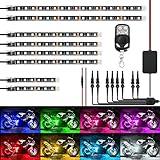 Nilight 8PCS Motorcycle RGB Led Light Kit Waterproof Multi-Color Atmosphere Lights Lamp with 4Key RF Wireless Remote for Harley Davidson Honda Kawasaki Suzuki, 2 Years Warranty (TL-42)