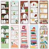 100 Pieces Book Tracker Bookmarks Bookshelf Design Bookmarks Double-Sided Reading Page Markers Bookmarks for Book Lovers Cute Bookmarks for Reading Bookmarks for Women Students School Supplies