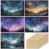 slapaflife Blank Cards with Envelopes All Occasion,Watercolor Starry Night Sky Design Blank Greeting Cards 4x6,20Pack -Blank Greeting Cards,Note Cards with Matching Peel-and-Seal Rustic Envelopes