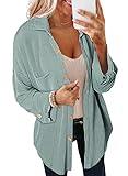 SHEWIN Jackets for Women Casual Long Sleeve Boyfriend Shirt Loose Button Down Shirts Fall Clothes for Women 2024,US 16-18(XL),Green