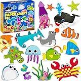 Arts and Crafts Kit for Kids Ages 3, 4, 5, 6 – Craft 8 Cute Animal Projects, Sea Animals Paper Craft Kit Gift Crafts Set for Girls & Boys Ages 3-8