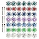 42pcs 1 Inch Radial Bristle Disc Kit with 3mm Shank for Rotary Tools,Detail Abrasive Wheel for Jewelry Wood Metal Polishing, Bristle Wheel with Grit 80-2500