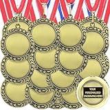 50 Pcs Blank Award Medals with Neck Ribbons Make Your Own Medals Kit 1st Place Medals Cheer Medals Participation Trophy Metal Trophy Award Prize Gift for Adults School Party Favors(Retro)