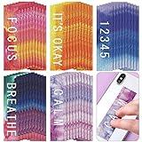 80 Pcs Anxiety Sensory Stickers with Inspirational Quotes Calm Textured Strips Relief Mental Health Stickers School Office Adhesive Sensory Tape Anti Stress Toys for Adults Teens (Watercolor)