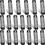 20 Pack LED Emergency Strobe Lights 6 LED Amber White Surface Mount Flashing Lights Warning Emergency Flashing Lights Construction Caution Lights for Truck off Road Car Firefighter Vehicles ATV SUV