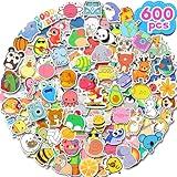 Apakkai Stickers for Kids, 600Pcs Water Bottle Stickers for Teens, Cute Vinyl Waterproof Aesthetic Scrapbook Halloween Stickers Pack for Laptop Computer, Kawaii Animal Stickers for Boys Girls Adults