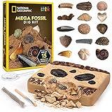 NATIONAL GEOGRAPHIC Mega Fossil Dig Kit - Excavate 15 Genuine Prehistoric Fossils, Kids Fossil Kit, Educational Toys, Great Science Kit Gift for Girls and Boys (Amazon Exclusive)