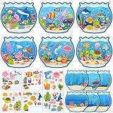 24Set Summer Craft Kits for Kids Make A Ocean Animals Worlds Stickers Scene, Summer Craft Under The Sea Scene Sticker Shark Tropical Fish Sea Animal Bulk Set for Home Classroom Game Activities