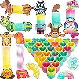 JOYIN 28 Packs Valentine's Day Cards with Coil Springs Rainbow Springs, Stress Relief Coil Toys with Cards for Kids Valentine's Classroom Exchange Prizes Game Prizes, Valentine's Party Favors