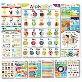 Sproutbrite Educational Posters for Toddlers - Classroom Posters - Playroom Decor - Daycare Classroom Decor - Preschool Home School Essentials - ABC Poster - Kids Posters 11 Charts (Non-Laminated)