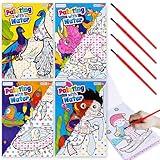 ArtCreativity Water Painting Books for Toddlers - 4 Books (4"x6") and 4 Paintbrushes - Mess Free Water Art Supplies for Kids - Water Coloring Book Set with Sports, Dinosaur, Wildlife, and Space Themes