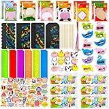 122 PCS Stationery Party Favors Stationery Set Back to School Supplies with Erasers Rulers Sticky Notes Pencil Sharpeners Stickers for Birthday Party Goodie Bags School Classroom Rewards Prizes