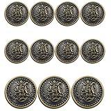 KENDANY 11 Pieces Vintage Antique Brass Metal Blazer Button Set - King's Crowned, Vine Crest - for Blazer, Suits, Sport(Bronze 15MM 20MM)