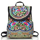 Goodhan Vintage Embroidered Women Backpack Ethnic Travel Handbag Shoulder Bag,12x10x5 inch,Pink