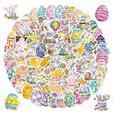 Easter Stickers, 100 pcs Sparkly Holographic Cute Stickers, Easter Stickers for Kids,Easter Eggs Bunny Rabbit Stickers for Water Bottles, Laptop Hydroflask Skateboard Computer Stickers for Teens Kids