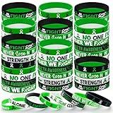 100 Pieces Mental Health Awareness Bracelet Green Ribbon Silicone Bracelets with Faith Courage Hope Strength Mental Health Awareness Month Gifts for Women Men Party Favors Stocking Stuffers (Green)