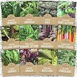 Organic Healthy Greens Garden Seeds Variety Pack - Non-GMO USDA Certified Organic Open Pollinated Heirloom USA Seed Packets