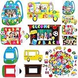 Fovths 136 Pieces Back to School Picture Foam Frame Craft Kit First Day of School DIY Picture Frame Craft Self-Adhesive Foam Stickers for Educational Activities Game Back to School Party Favors Decors