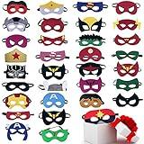 TEEHOME Superhero Masks Party Favors for Kid (33 Packs) Felt and Elastic - Superheroes Birthday Party Masks with 33 Different Types for Children