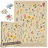 Vintage Wildflowers Puzzle 1000 Pieces for Adult, Botany Plant Flower Puzzle of Wildflowers of North America, Floral Jigsaw Puzzles Nature