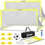 Portable Pop Up Soccer Goal Set with Ball, Ladder, Cones - For Backyard Training and Games