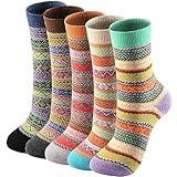 5 Pair Thick Soft Wool Socks for Women - Comfortable and Warm Winter Boot Socks, Vintage Knit Cabin Cozy Socks