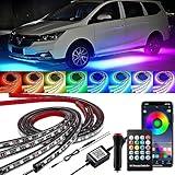 YUGUANG 4Pcs Underglow Kit for Car, APP & Remote Control Multicolor Car Underglow Light Kit Music Sync RGB Underbody Strips Light Waterproof for Car Trucks SUVs