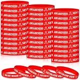 Ecation Heart Health Awareness Silicone Wristband Bracelets with Ribbon Red Ribbon Awareness Bracelets Heart Cancer Awareness Wristband for Men Women Patient Family Charity Events Gifts(200 Pcs)