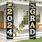 Graduation Decorations 2024 GRAD Banner Black Graduation Party Decorations 2024 Porch Door Welcome Banners For Class School