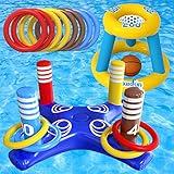 Max Fun Pool Floats Toys Games Set - Floating Basketball Hoop Inflatable Cross Ring Toss Game Toys for Kids Adults Swimming Pool Water Game