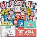 Gift A Snack - Get Well Soon Snack Box Variety Pack Care Package + Greeting Card (45 Count) Feel Better Sweet Treats Gift Basket, Candies Chips Crackers Bars - Cravy Food Assortments & Variety Gifts