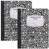 Emraw Marble Composition Notebook Wide Ruled Black and White Composition Books 100 Sheets (2 Pack)