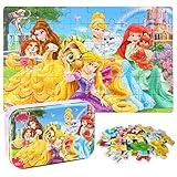 MZZOTOY Princess Puzzles for Kids Ages 4-8, 60 Pieces Puzzles for Kids Ages 3-5 Princess Puzzle for Girls and Boys Toys Jigsaw Puzzles in a Metal Box Educational Puzzles (Princess)