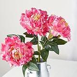 Factory Direct Craft Group of 3 Pink Artificial Peony Stems for Spring Arrangements and Summer Displays – 15" H