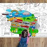 ZOIIWA Transportation Coloring Poster for Kids Giant Coloring Poster Large Traffic Car Coloring Tablecloth Jumbo Coloring Books for Kids Classroom Home Birthday Party Supplies Favor 31.4 x 43.3 Inch