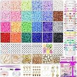 Gionlion 6000 Clay Beads Bracelet Making Kit, 24 Colors Flat Preppy Beads for Friendship Bracelets, Polymer Clay Beads with Charms for Jewelry Making, Crafts Gifts for Girls Ages 6-12