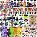 HOLILURE 24 PACK 500 PCS Halloween Stationery Set, Halloween Party Favors for Kids Assorted Art and Craft Stationery Kit, Goodie Bag Stuffers Classroom Prizes Trick or Treat Fillers