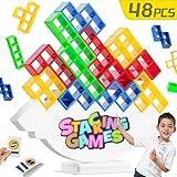 GINROGD 48 Pcs Tetra Tower Stacking Game Balance Blocks, Tetris Board Game Stack Attack, Kids & Adults Team Building Blocks Toy. Gift Friends,Classrooms,Family Games and Travel Parties Toy.