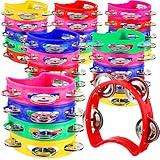 Yeshone 30 Pack Tambourine for Kids Adult Tamborines Musical Instrument Noise Makers 4 Bells Handheld Toy Tambourines for Charity Church Christian Kindergarten wedding Christmas Party(Multicolors)