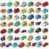 Sratte 50 Pcs Pull Back Cars and Trucks Toy Bulk City Cars Plane Vehicles Model Car Construction Toy Pull Back Digger for Boys and Girls' Education, Party Favor Bulk Cake Decorations Birthday Gift