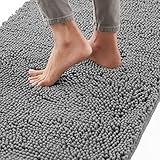 Gorilla Grip Bath Rug Mat 36x24, Thick Soft Absorbent Chenille, Rubber Backing Quick Dry Microfiber Mats, Machine Washable Rugs for Shower Floor, Bathroom Runner Bathmat Accessories Decor, Grey